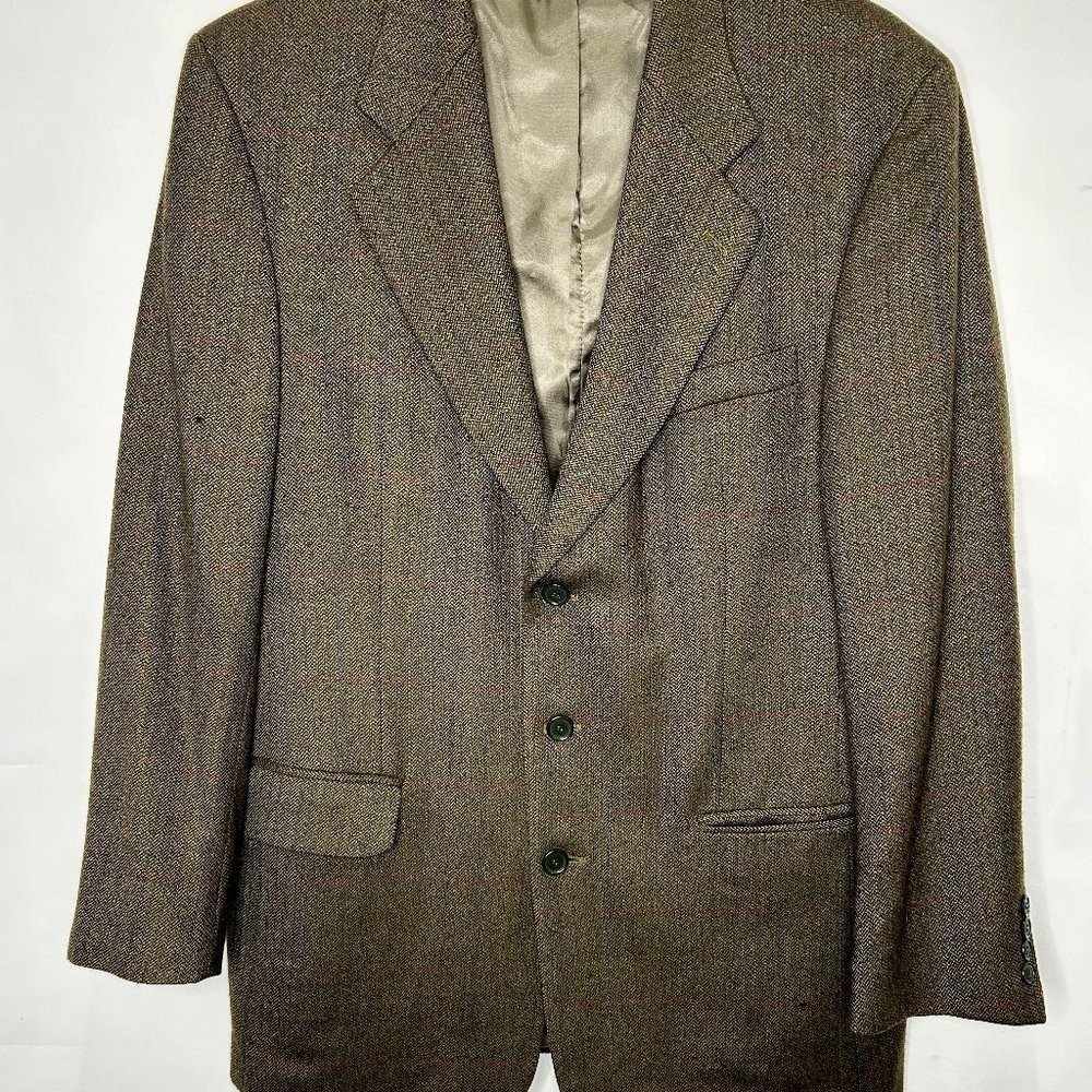 Gianfranco Ruffini Italy Men’s Blazer sz 42L 100% Lamb’s Wool Brown Tweed Jacket
